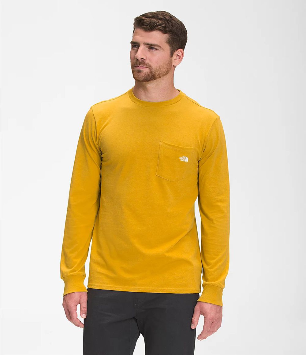 The North Face Lange Ärmel Woodmont Pocket T-Shirts Herren - Gelb CH-425IYJT